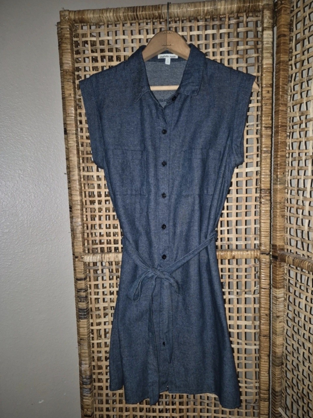 Charlotte Russe Denim-Look Button Front Midi Dress in Blue